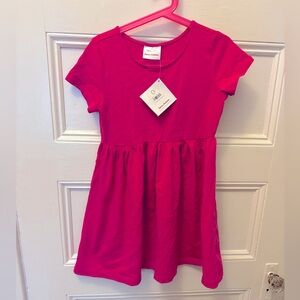 Hannna Anderson Dress, Leggings & Rainbw Hair Clip